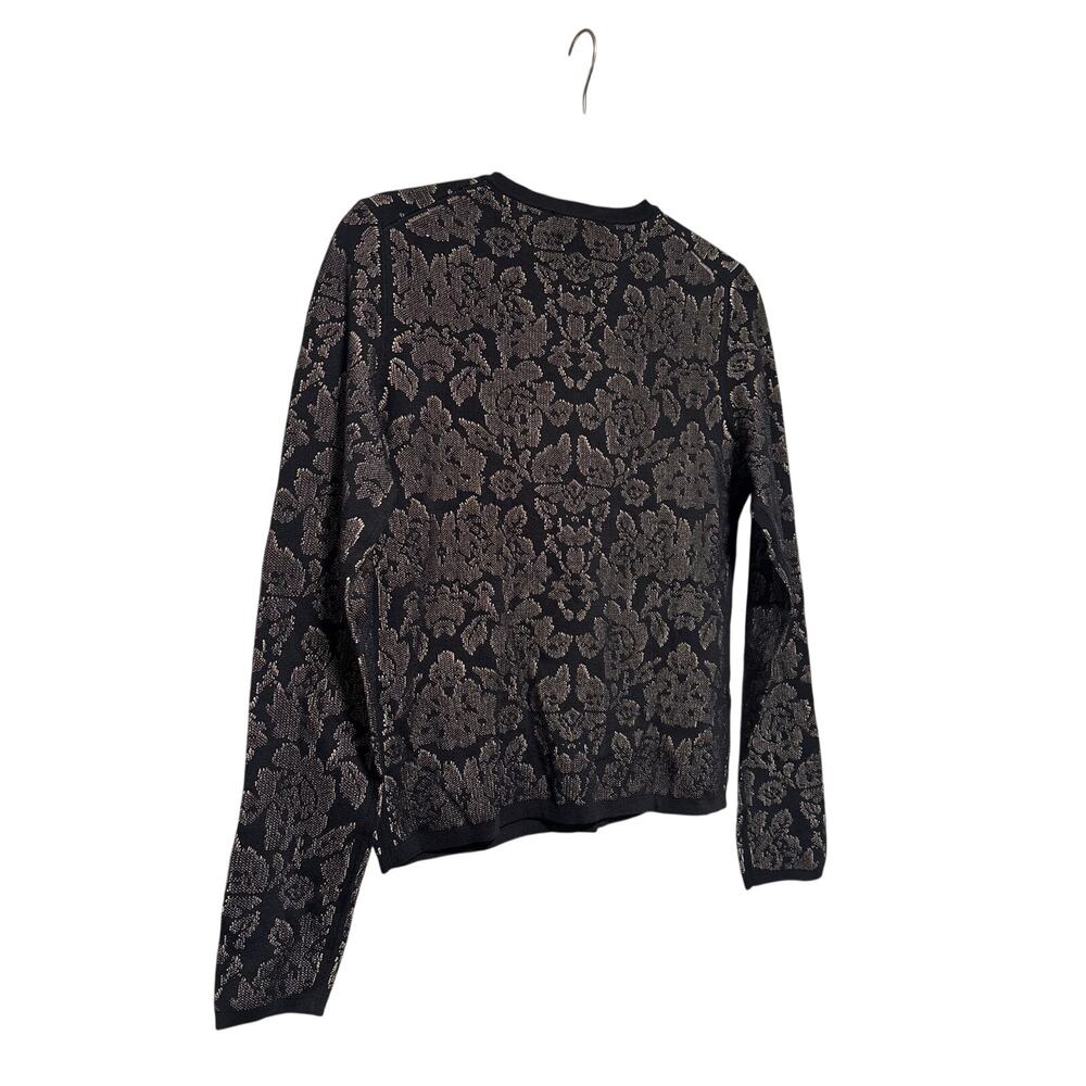 Ann Taylor Medium Black Tan Floral Cardigan Sweater - Picture 9 of 9